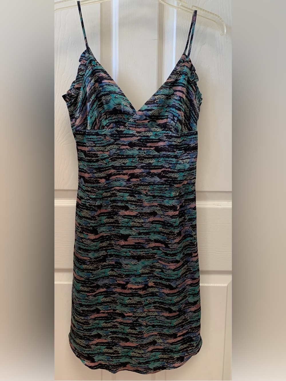Hy & Dot Silk Designer Slip Dress Multicolor Print V-Neck